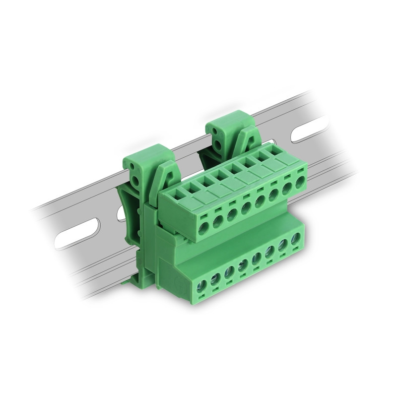 Delock Terminalblock Set für Hutschienen 8 Pin mit Rastermaß 5,08 mm gewinkelt