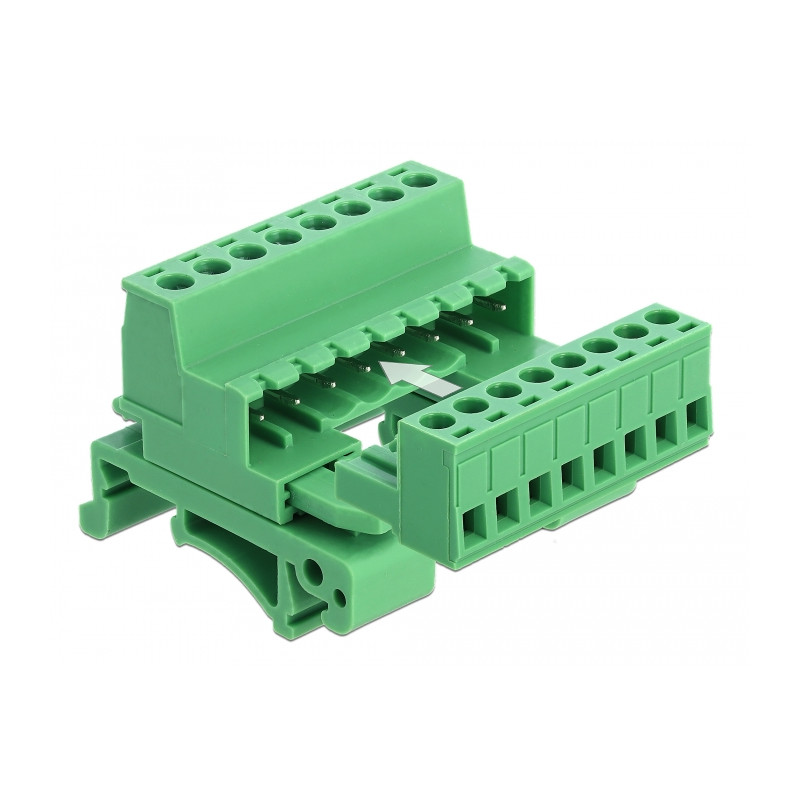 Delock Terminalblock Set für Hutschienen 8 Pin mit Rastermaß 5,08 mm gewinkelt