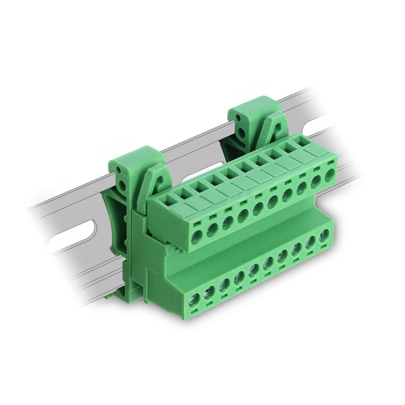 Delock Terminalblock Set für Hutschienen 10 Pin mit Rastermaß 5,08 mm gewinkelt
