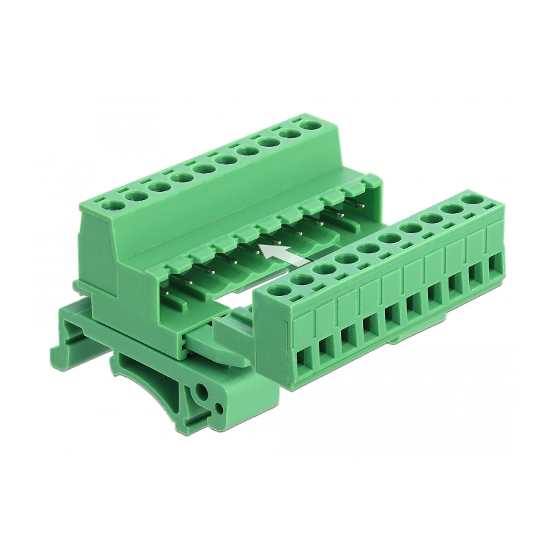 Delock Terminalblock Set für Hutschienen 10 Pin mit Rastermaß 5,08 mm gewinkelt