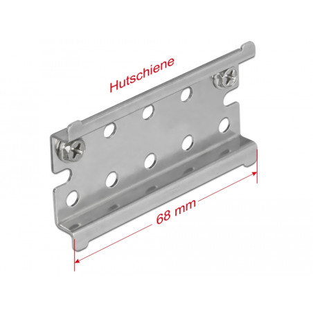 Delock Hutschiene Edelstahl mit Endanschlag zur Wandmontage