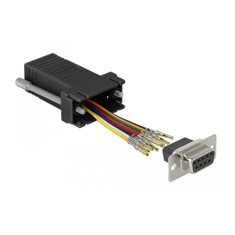 Delock D-Sub 9 Pin Buchse zu RJ45 Buchse Montagesatz schwarz