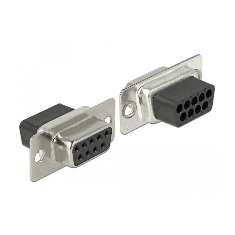 Delock D-Sub 9 Pin Buchse zu RJ45 Buchse Montagesatz schwarz