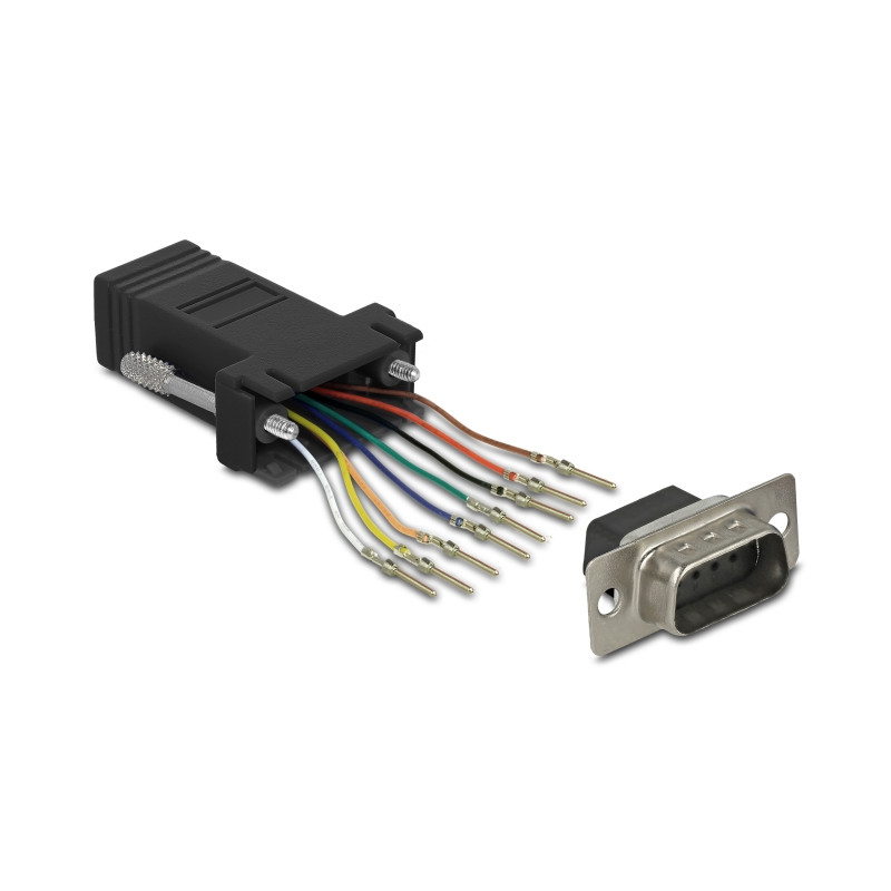 Delock D-Sub 9 Pin Stecker zu RJ45 Buchse Montagesatz schwarz