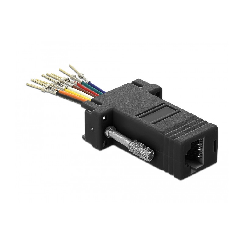 Delock D-Sub 9 Pin Stecker zu RJ45 Buchse Montagesatz schwarz