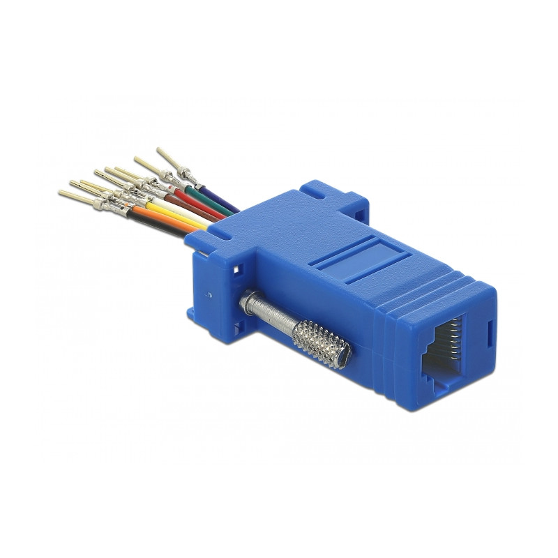 Delock D-Sub 9 Pin Stecker zu RJ45 Buchse Montagesatz blau