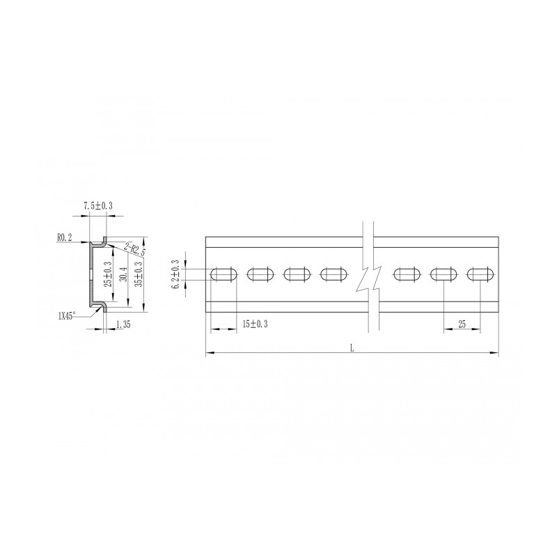 Delock Hutschiene 35 x 7,5 mm (10") Aluminium