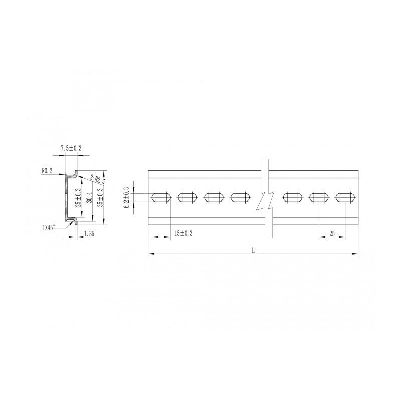 Delock Hutschiene 35 x 7,5 mm (25 cm) Aluminium