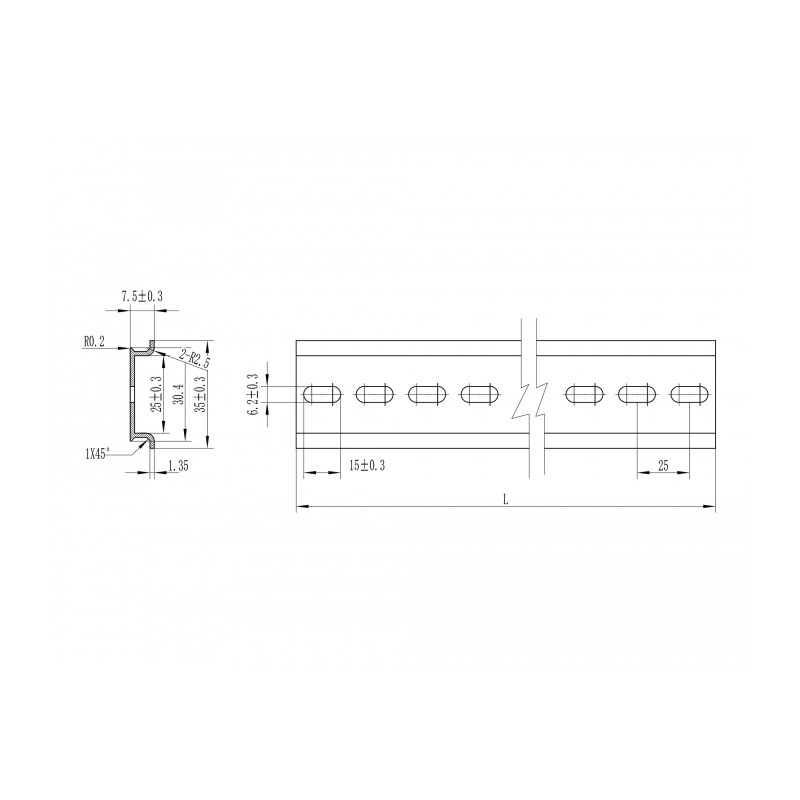 Delock Hutschiene 35 x 7,5 mm (50 cm) Aluminium