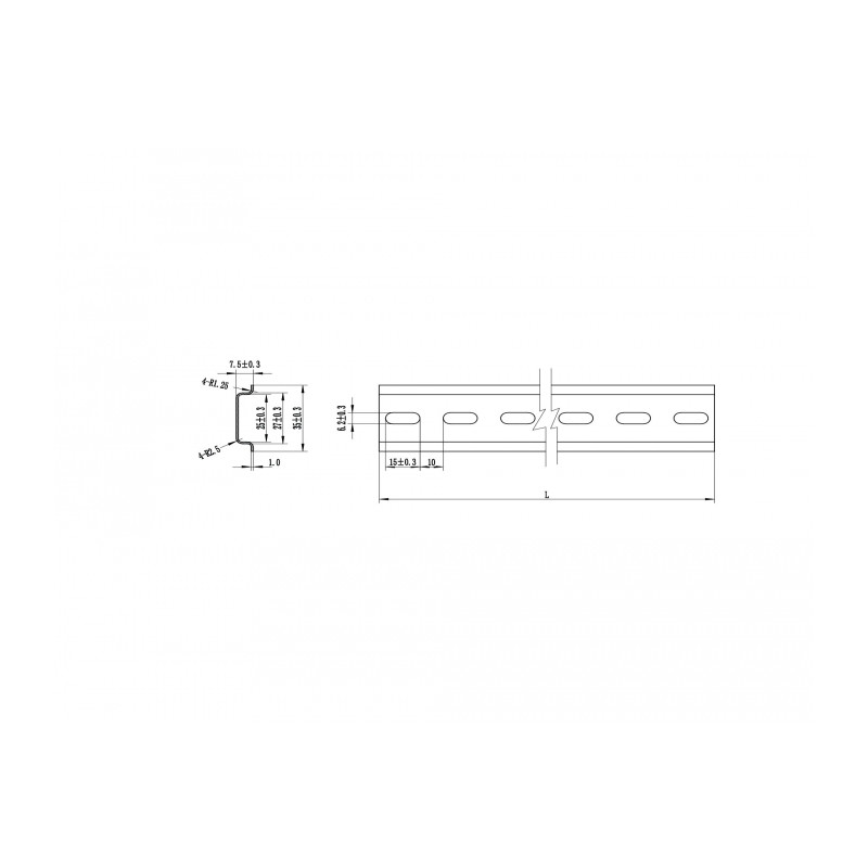 Delock Hutschiene 35 x 7,5 mm (25 cm) Stahl
