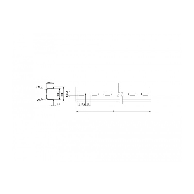 Delock Hutschiene 35 x 15 mm (50 cm) Stahl