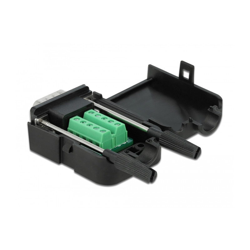 Delock D-Sub9 Stecker zu Terminalblock mit Gehäuse
