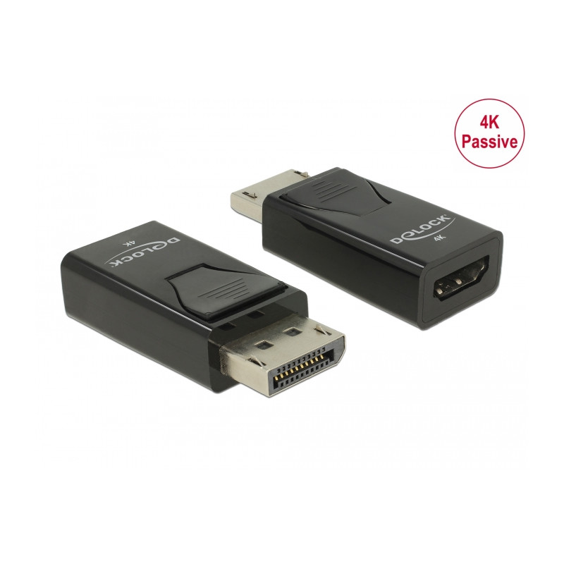 Delock Adapter DisplayPort 1.2 Stecker zu HDMI Buchse 4K Passiv schwarz