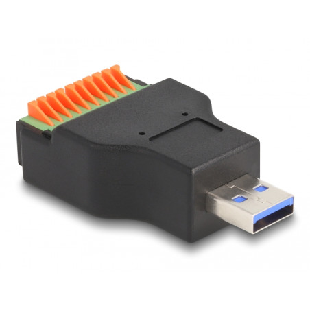 Delock USB 3.2 Gen 1 Typ-A Stecker zu Terminalblock Adapter mit Drucktaster