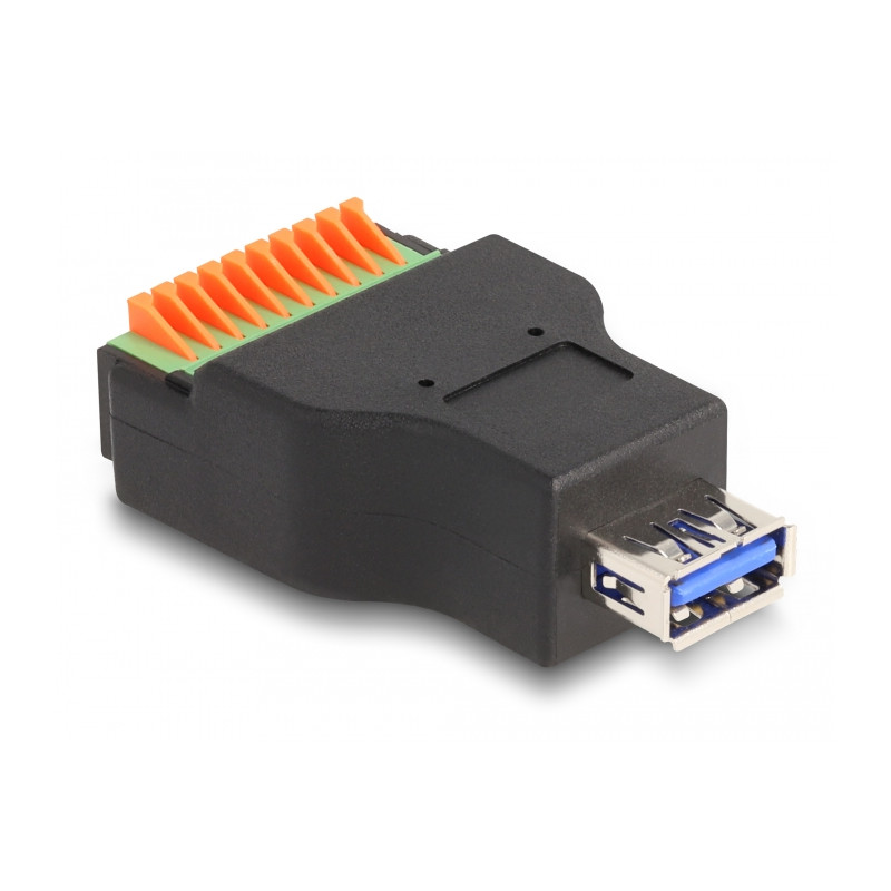 Delock USB 3.2 Gen 1 Typ-A Buchse zu Terminalblock Adapter mit Drucktaster