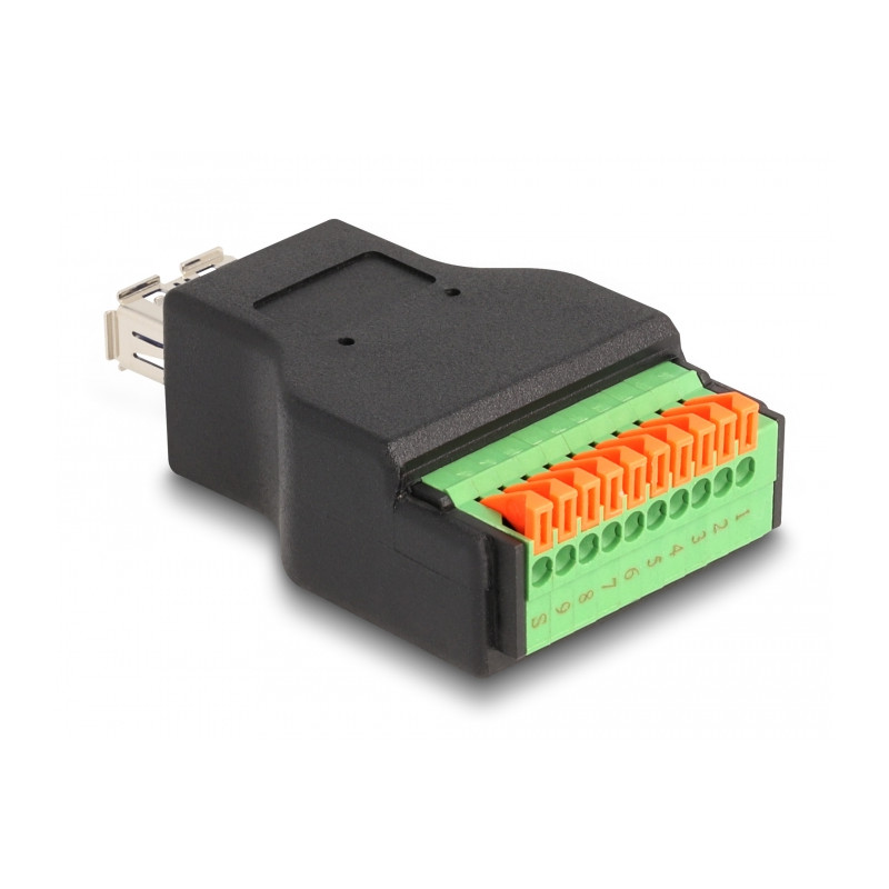 Delock USB 3.2 Gen 1 Typ-A Buchse zu Terminalblock Adapter mit Drucktaster