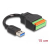 Delock USB 3.2 Gen 1 Kabel Typ-A Stecker zu Terminalblock Adapter mit Drucktaster 15 cm