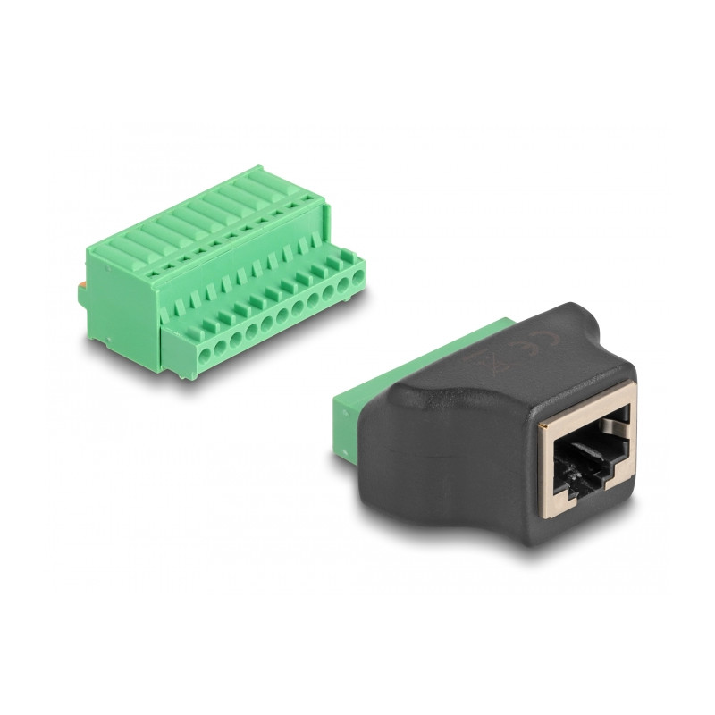 Delock RJ50 Buchse zu Terminalblock Adapter mit Drucktaster