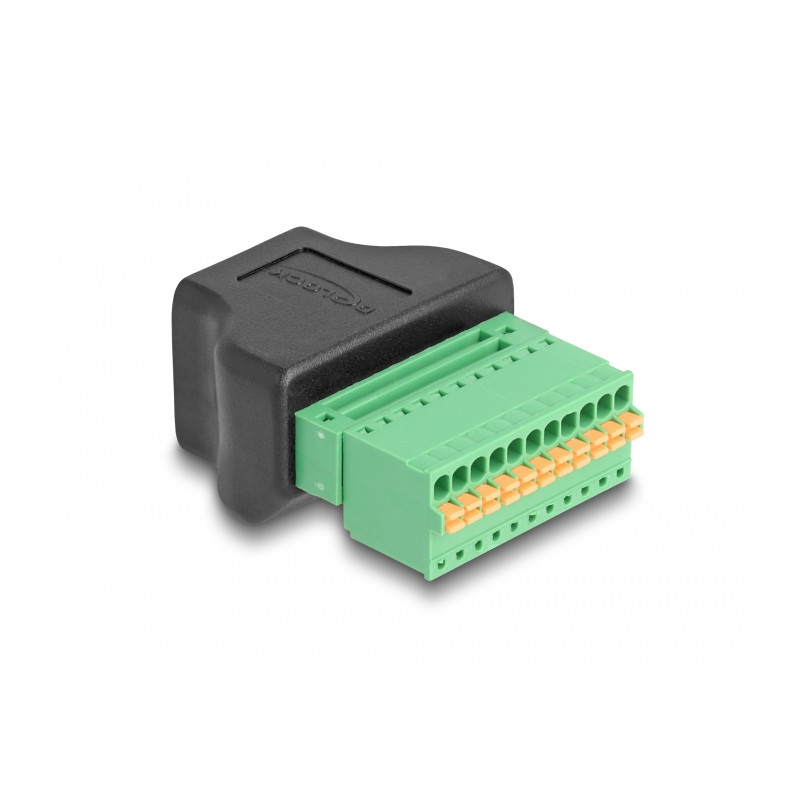 Delock RJ50 Buchse zu Terminalblock Adapter mit Drucktaster
