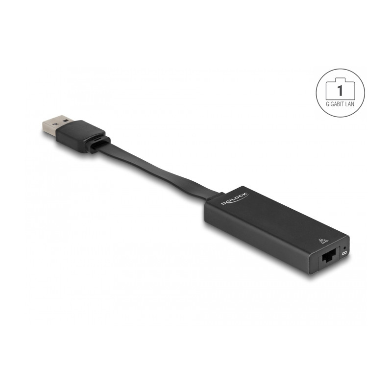 Delock USB Typ-A Netzwerk Adapter Gigabit LAN 1 x RJ45 slim ASIX