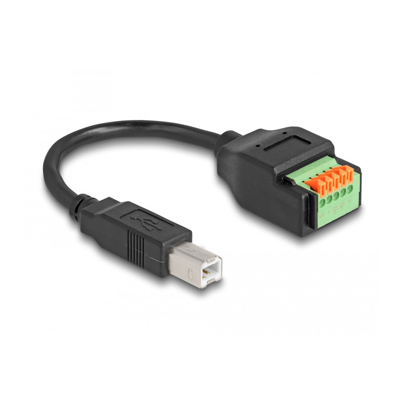 Delock USB 2.0 Kabel Typ-B Stecker zu Terminalblock Adapter mit Drucktaster 15 cm