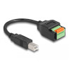 Delock USB 2.0 Kabel Typ-B Stecker zu Terminalblock Adapter mit Drucktaster 15 cm