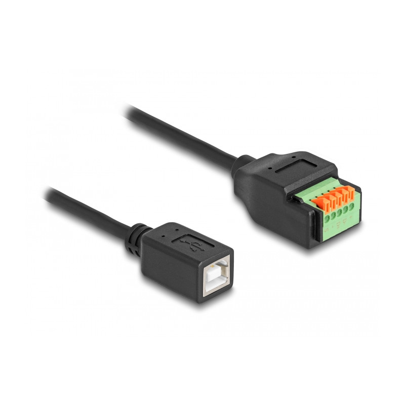 Delock USB 2.0 Kabel Typ-B Buchse zu Terminalblock Adapter mit Drucktaster 15 cm