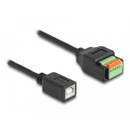 Delock USB 2.0 Kabel Typ-B Buchse zu Terminalblock Adapter mit Drucktaster 15 cm