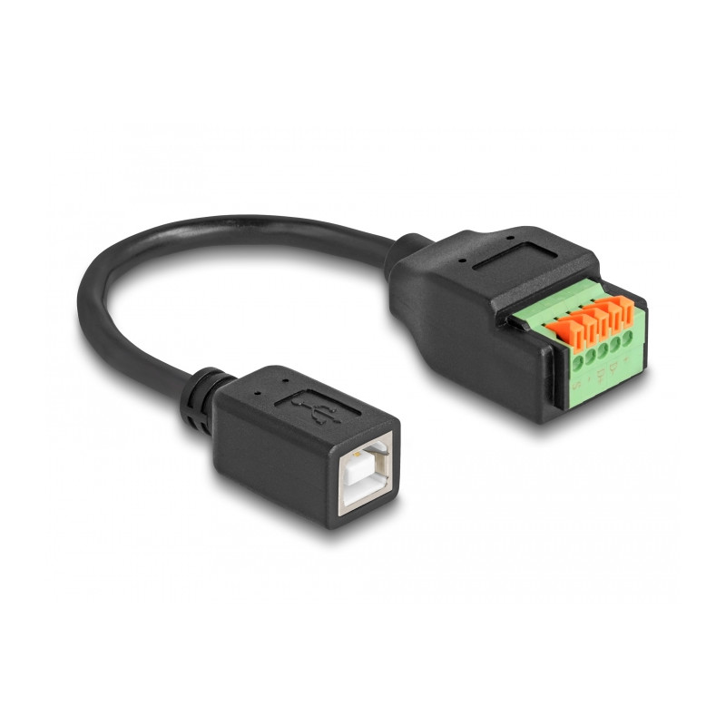 Delock USB 2.0 Kabel Typ-B Buchse zu Terminalblock Adapter mit Drucktaster 15 cm