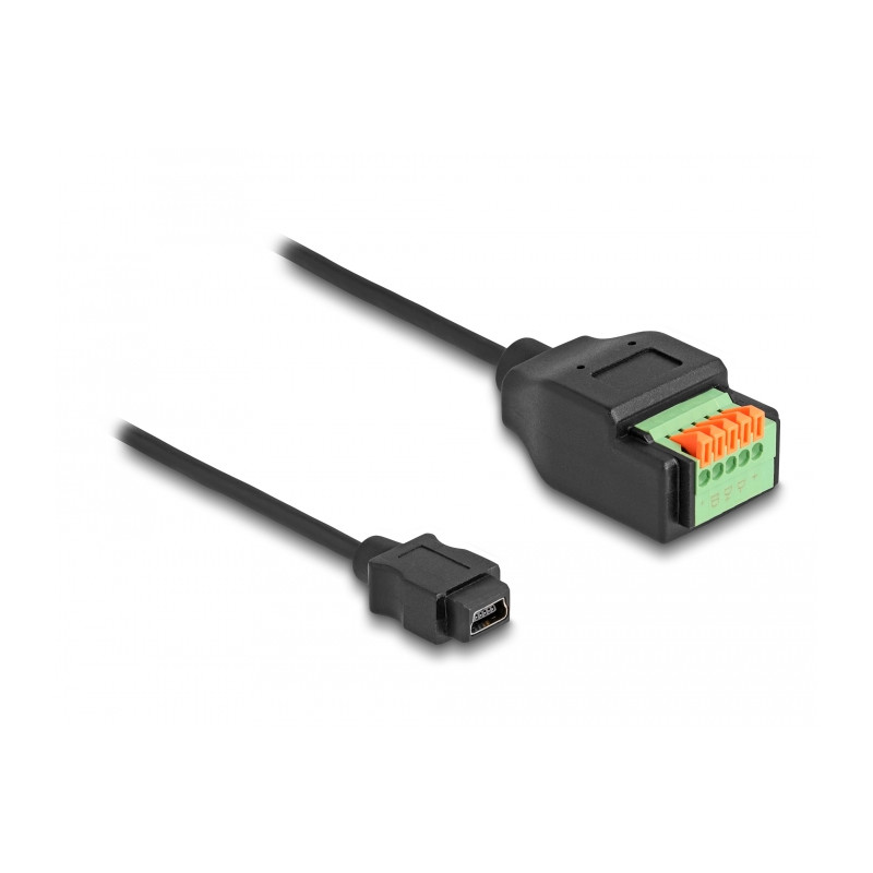 Delock USB 2.0 Kabel Typ Mini-B Buchse zu Terminalblock Adapter mit Drucktaster 15 cm