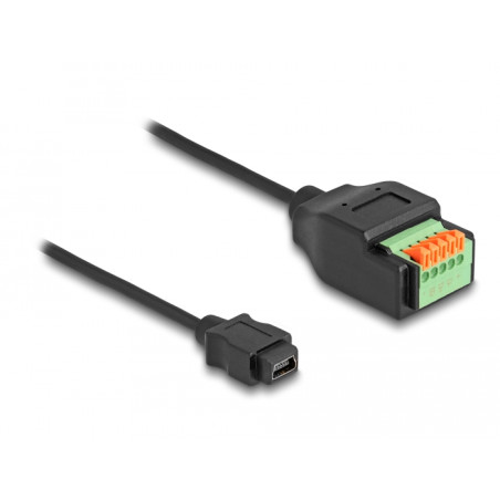Delock USB 2.0 Kabel Typ Mini-B Buchse zu Terminalblock Adapter mit Drucktaster 15 cm
