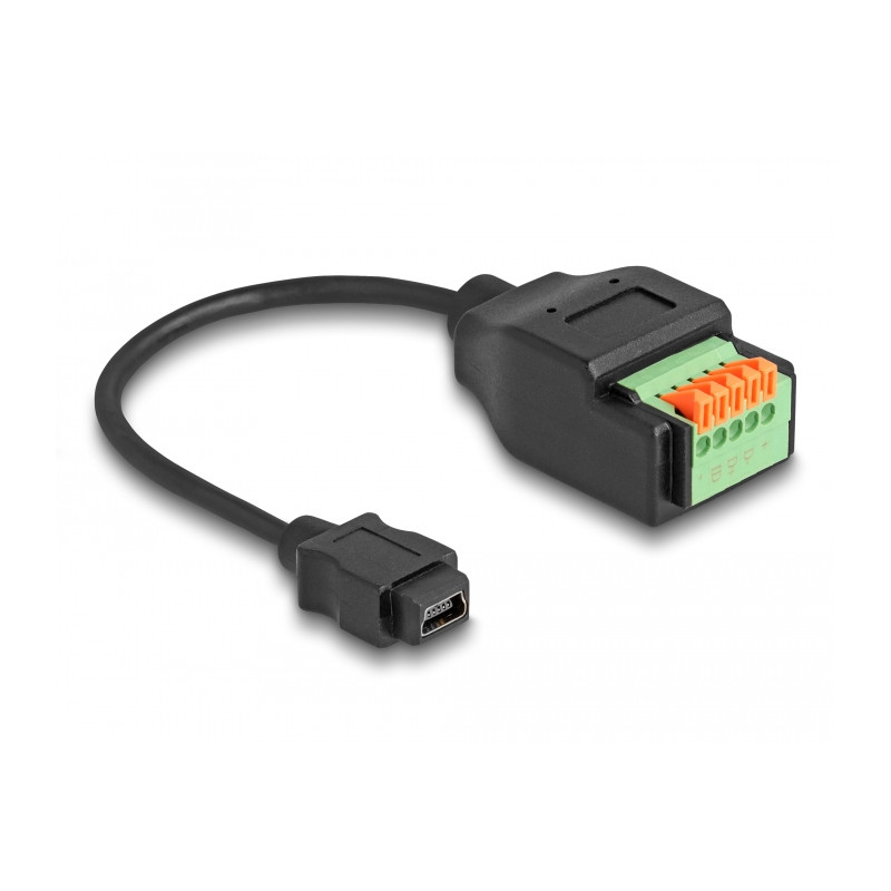 Delock USB 2.0 Kabel Typ Mini-B Buchse zu Terminalblock Adapter mit Drucktaster 15 cm