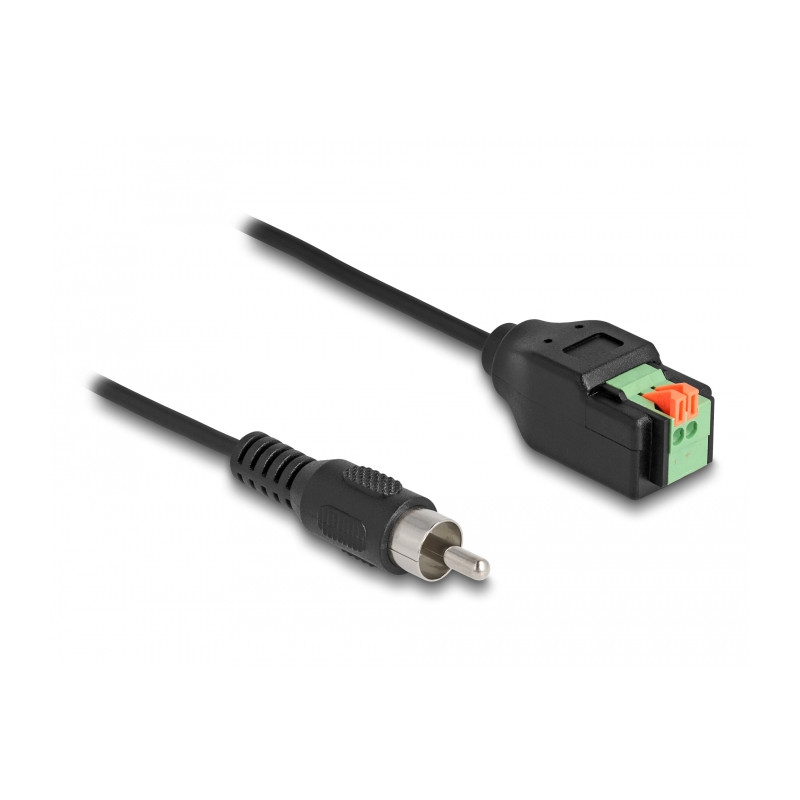 Delock Kabel Cinch Stecker zu Terminalblock Adapter mit Drucktaster 15 cm