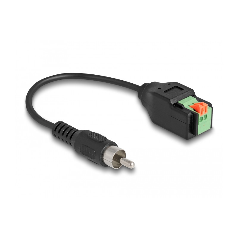 Delock Kabel Cinch Stecker zu Terminalblock Adapter mit Drucktaster 15 cm