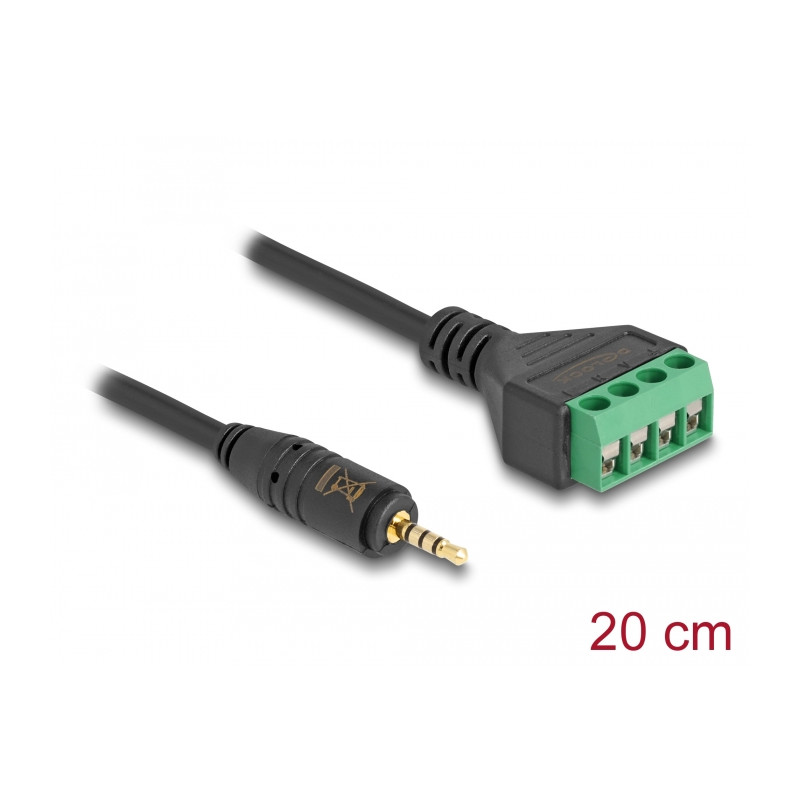 Delock Kabel Klinkenstecker 2,5 mm 4 Pin zu Terminalblock Adapter 20 cm