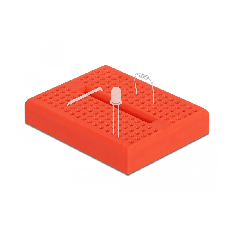 Delock Experimentier-Mini Steckbrett 170 Kontakte rot