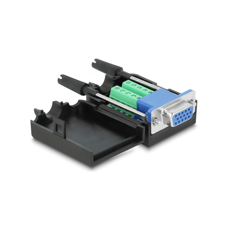 Delock VGA15 Buchse zu Terminalblock Adapter mit Gehäuse