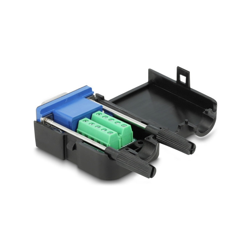 Delock VGA15 Buchse zu Terminalblock Adapter mit Gehäuse