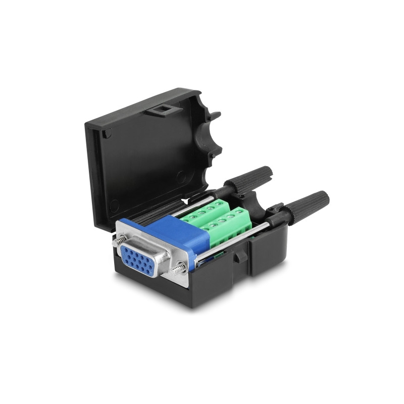 Delock VGA15 Buchse zu Terminalblock Adapter mit Gehäuse