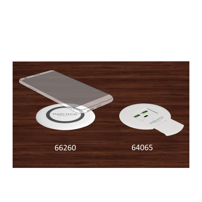 Delock Wireless Charger 15 W für Tischeinbau weiß