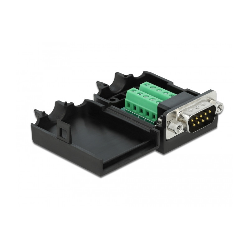 Delock D-Sub9 Stecker zu Terminalblock mit Gehäuse