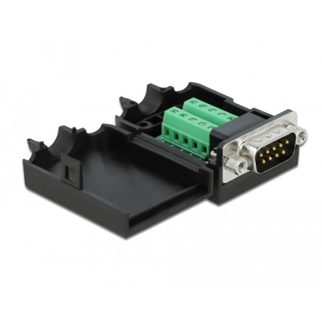 Delock D-Sub9 Stecker zu Terminalblock mit Gehäuse