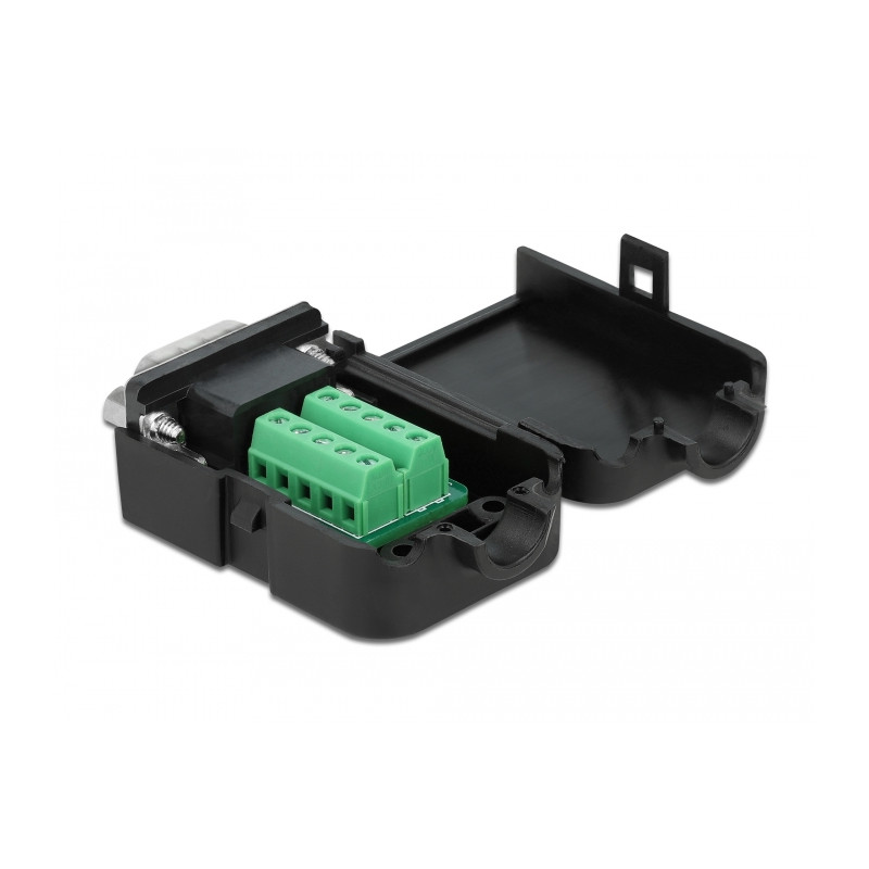 Delock D-Sub9 Stecker zu Terminalblock mit Gehäuse