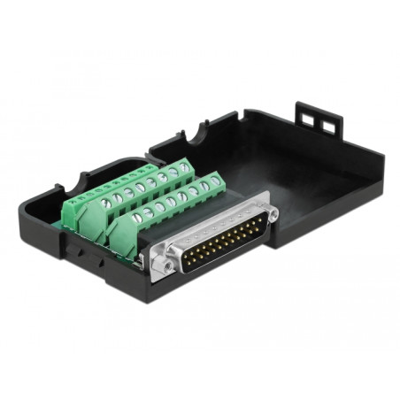 Delock D-Sub25 Stecker zu Terminalblock Adapter mit Gehäuse