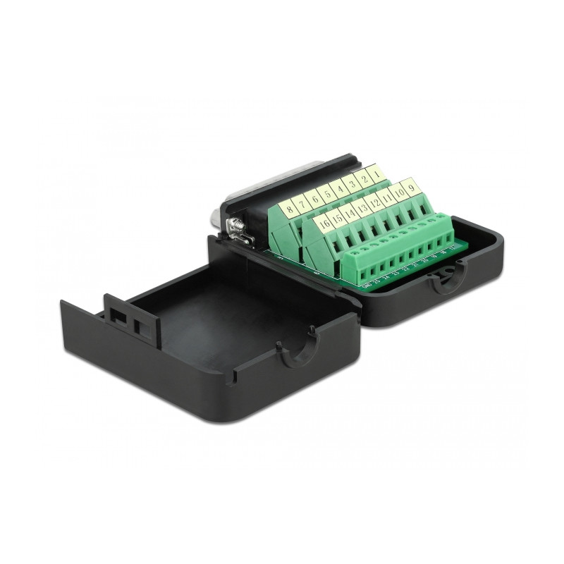 Delock D-Sub25 Stecker zu Terminalblock Adapter mit Gehäuse