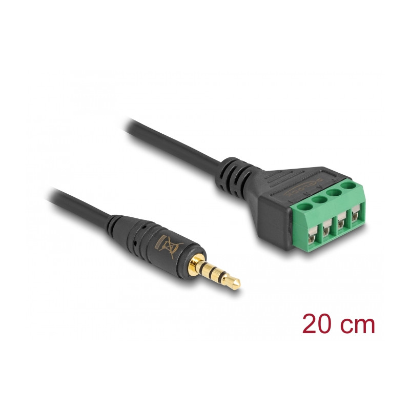 Delock Kabel Klinkenstecker 3,5 mm 4 Pin zu Terminalblock Adapter 20 cm