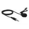 Delock Krawatten Lavalier Mikrofon Omnidirektional mit Clip 3,5 mm Klinkenstecker 3 Pin + Adapterkabel für Smartphone und Tablet