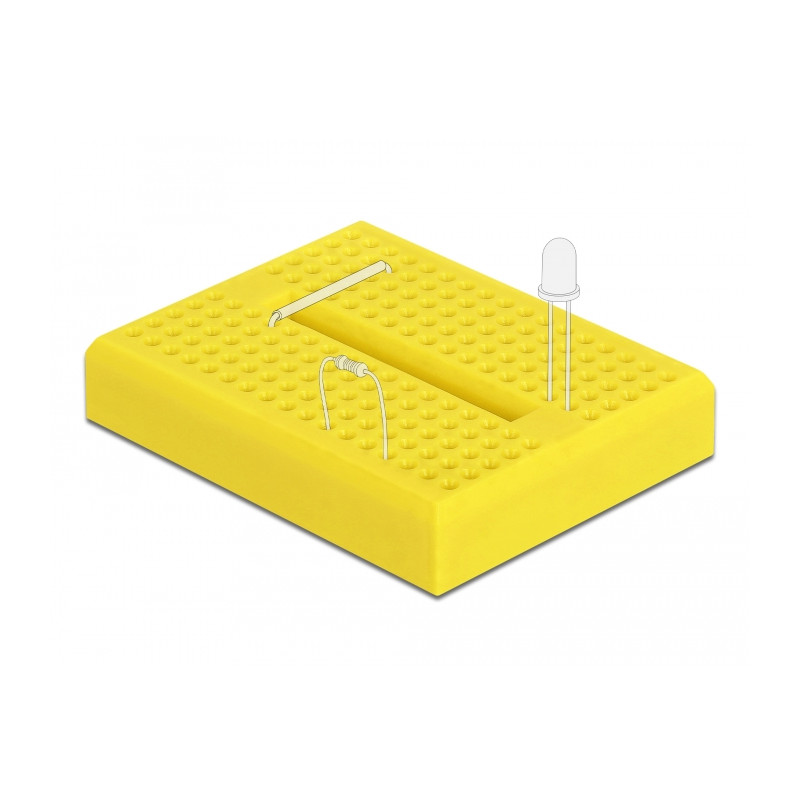 Delock Experimentier-Mini Steckbrett 170 Kontakte gelb