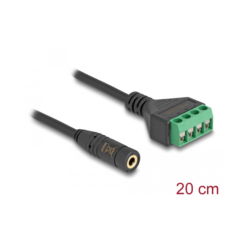 Delock Kabel Klinkenbuchse 3,5 mm 4 Pin zu Terminalblock Adapter 20 cm