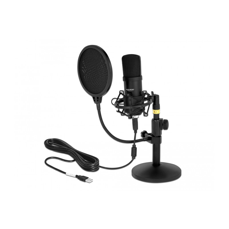 Delock Professionelles USB Kondensator Mikrofon Set für Podcasting und Gaming